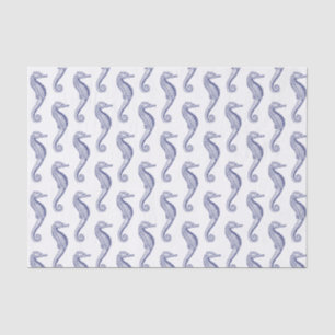 Papel De Seda Tema de Playa de Caballito de Mar - Azul