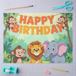 Papel De Seda Tema de safari lindo de cumpleaños feliz