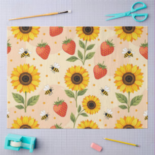 Papel De Seda Tema de verano con girasoles y fresas
