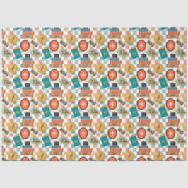 Papel De Seda Tema de viajes de vacaciones de chequeo retro