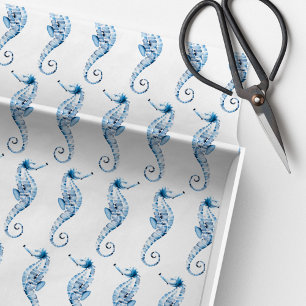 Papel De Seda Tema del Océano Hipposo de Mar Azul