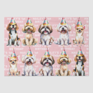 Papel De Seda Tema del perro Fiesta de cumpleaños Rosa