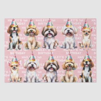 Papel De Seda Tema del perro Fiesta de cumpleaños Rosa