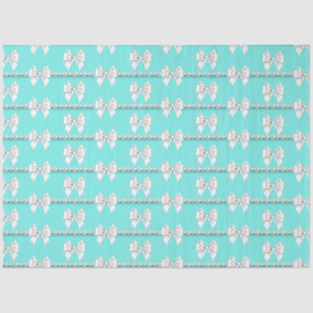 Papel De Seda Tema Formal de Perlas Tiffany Glam Teal Aqua (Anverso)