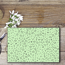 Papel De Seda Tema musical Diversas notas de música negra verdes
