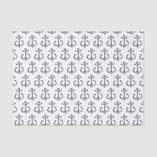 Papel De Seda Tema náutico | Anclas negras y blancas (Anverso)