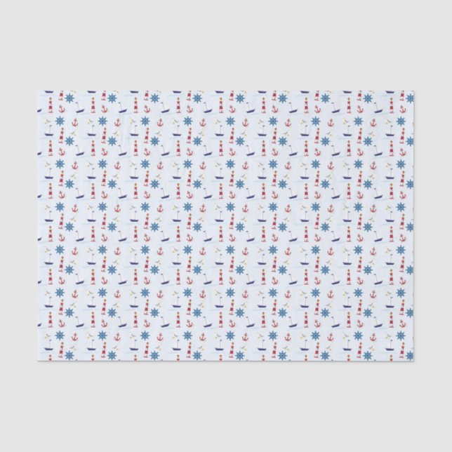 Papel De Seda Tema náutico de faro genérico (Anverso)