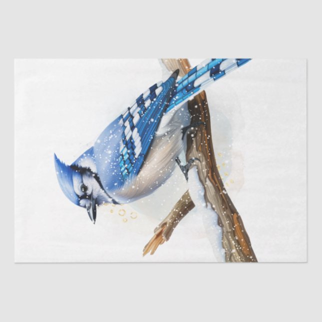 Papel De Seda Temporada de invierno Jay Bird Azul (Anverso)