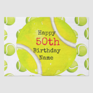 Papel De Seda Tenis 50º cumpleaños con pelota de tenis y número