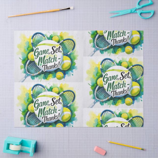 Papel De Seda Tenis Gracias fiesta con raqueta y pelota (Artesanía)