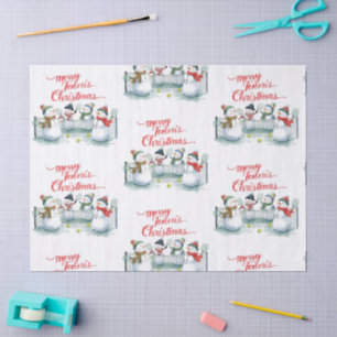 Papel De Seda Tenis Navidad Muñeco de Nieve Festivo