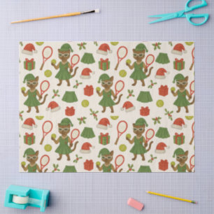 Papel De Seda Tenis Navidad temática para amantes de gatos siame