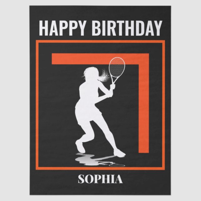 Papel De Seda Tennis Birthday, Tennis Girl Player  (Anverso)