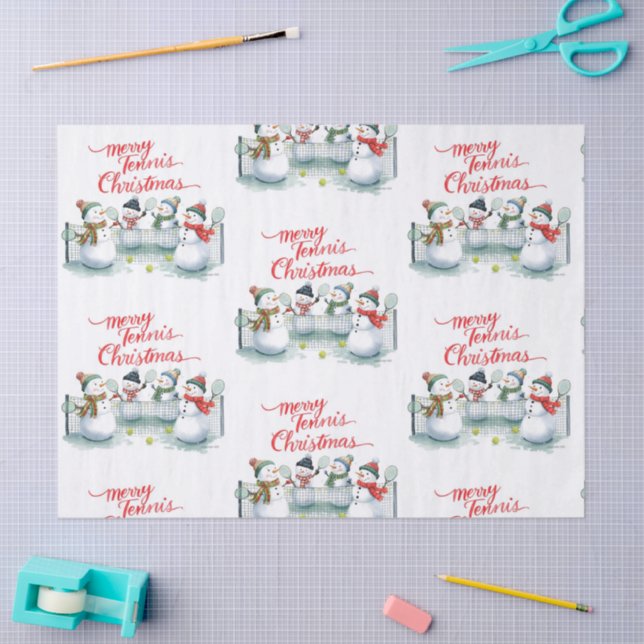 Papel De Seda Tennis Christmas  Festive Snowman  (Artesanía)