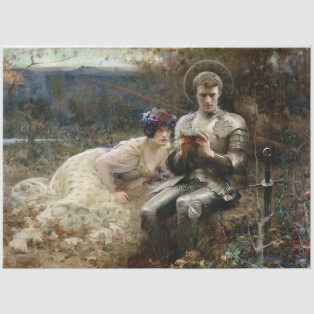 Papel De Seda Tentación de Sir Percival (caballero medieval) (Anverso)