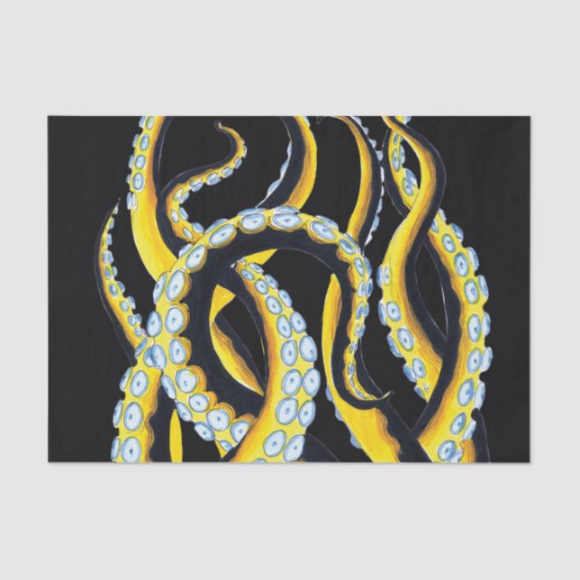 Papel De Seda Tentacles Tentacles Tentacles Tinta oscura (Anverso)