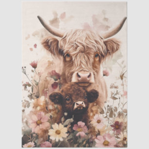 Papel De Seda Ternera adorable de vaca Highland con Decoupage de