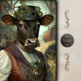 Papel De Seda Ternera Steampunk Caprichosa Granja Vintage Decoup