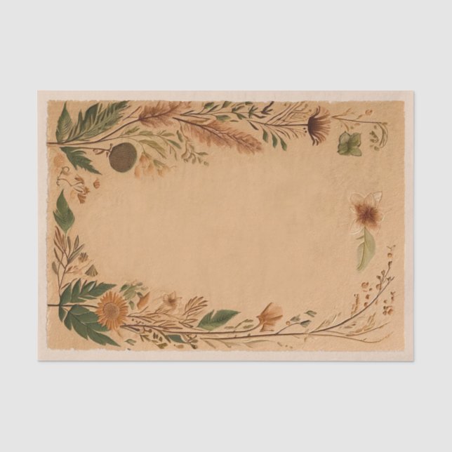 Papel De Seda Terracota Flores Prensadas de Durazno Boho (Anverso)
