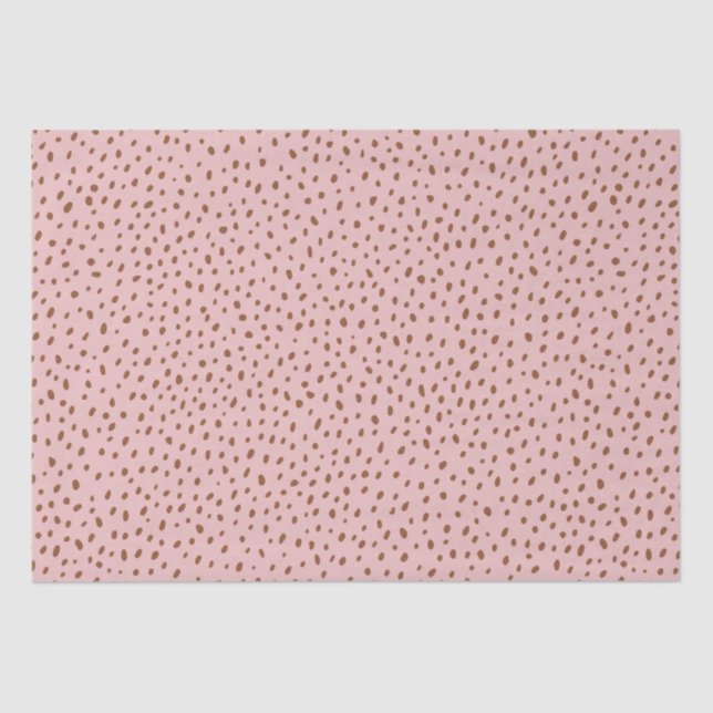 Papel De Seda Terracotta Brown puntos rosa y boho Baby Shower (Anverso)