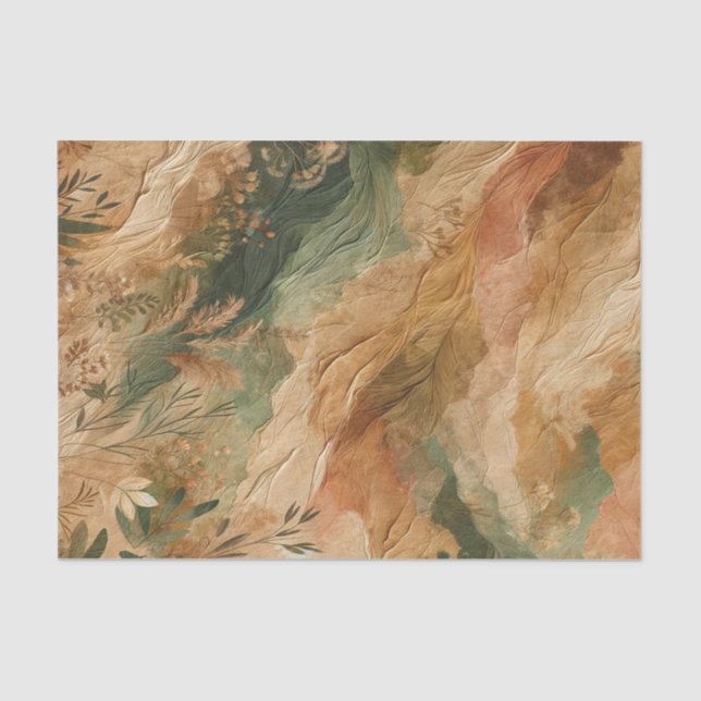 Papel De Seda Terracotta Melocotón Flores Prensadas Boho (Anverso)