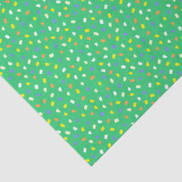 Papel De Seda Terrazo Colorido de Confeti Patrón Verde Brillante