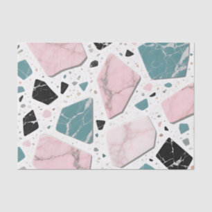 Papel De Seda Terrazo Mármol Pastel Rosa Verde Moderno