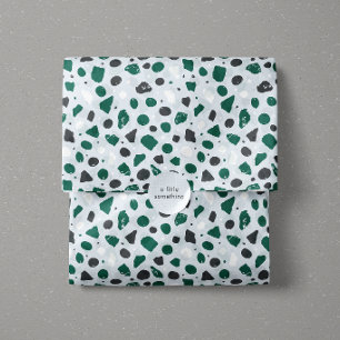 Papel De Seda Terrazo Orgánico Moderno   Mosaico de Piedra Abstr