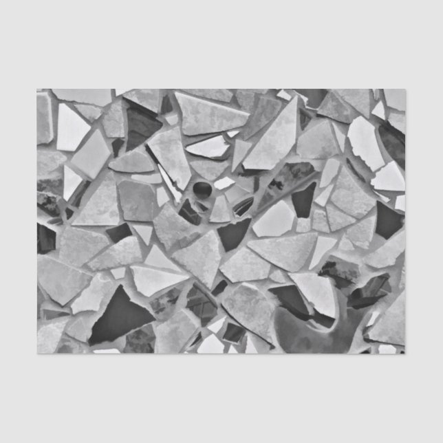 Papel De Seda Terrazo Patrón Diseño Negro Blanco Gris Elegante (Anverso)