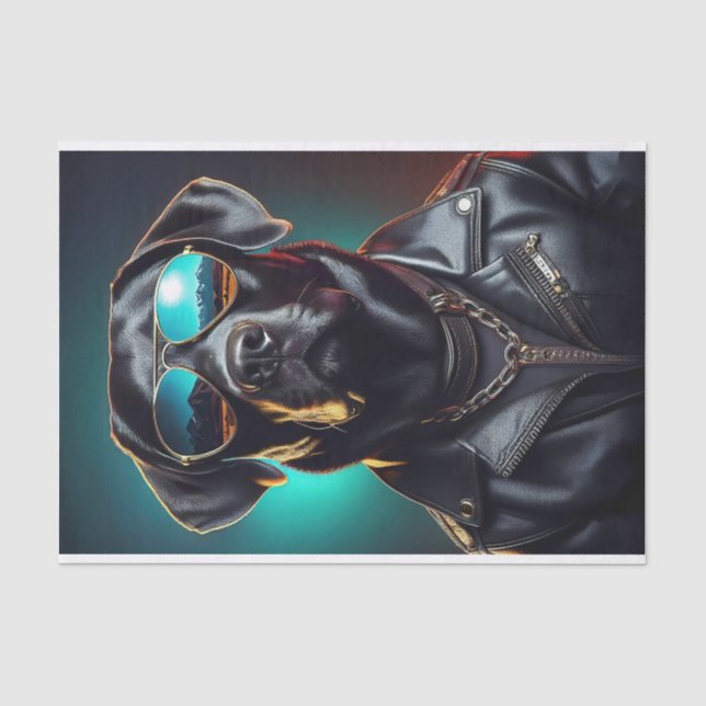 Papel De Seda Terrence Cool, Labrador Negro con Chaqueta de Cuer (Anverso)