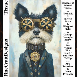 Papel De Seda Terrier Steampunk Perro Con Gafas CY3 Decoupage