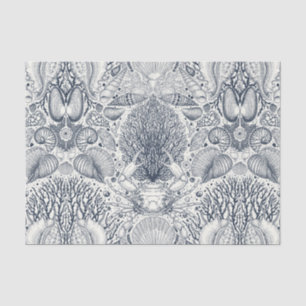 Papel De Seda Tesoros de playa, conchas marinas, cangrejos, cora