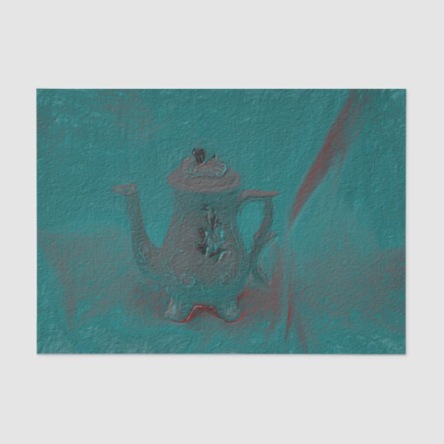 Papel De Seda Tetera antigua textura azul decoupage antiguo (Anverso)