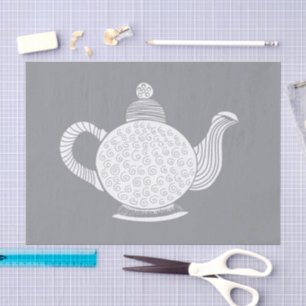 Papel De Seda Tetera blanca en gris