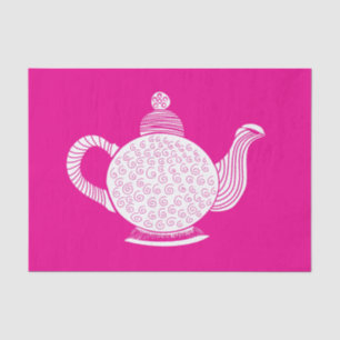 Papel De Seda Tetera blanca en rosa caliente