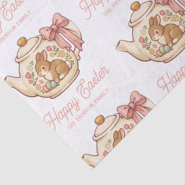 Papel De Seda Tetera conejito de Pascua personalizada Floral  (Detalle)