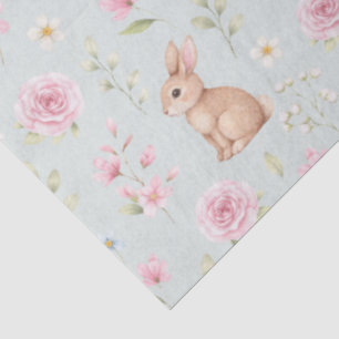 Papel De Seda Tetera Conejo Bonito Floral Rosa 