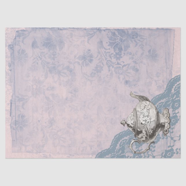 Papel De Seda Tetera de época y desenlace de encaje (Anverso)