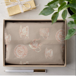 Papel De Seda Tetera de porcelana con estampado chinoiserie bla