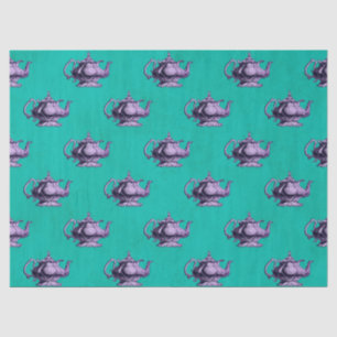 Papel De Seda Teteras púrpura en la desconexión Verde azulada