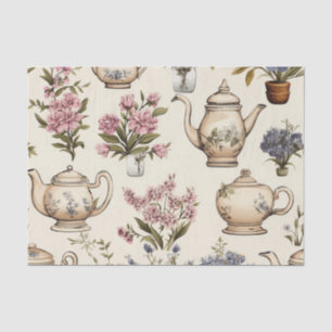 Papel De Seda Teteras y flores