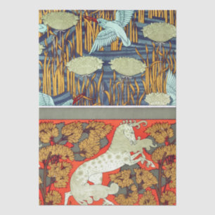 Papel De Seda textil art nouveau reyfisher caballo Verneuil