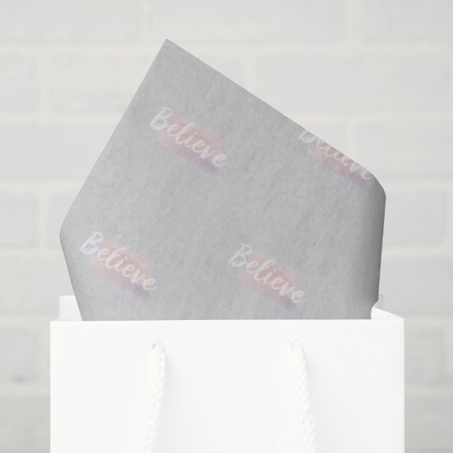 Papel De Seda Texto caligráfico creer (Bolsa de regalo)