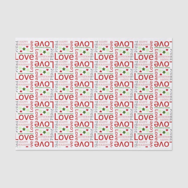 Papel De Seda Texto de Amor Paz Feliz Navidad (Anverso)
