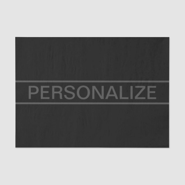 Papel De Seda Texto de personalizable | Negra y gris oscuro (Anverso)