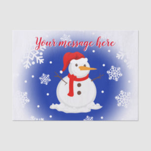 Papel De Seda Texto de Snowman King Blue y Personalizado