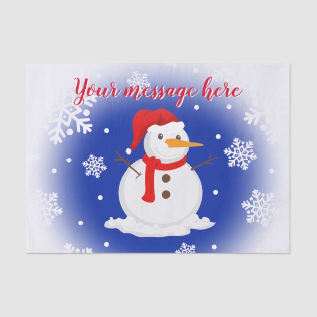 Papel De Seda Texto de Snowman King Blue y Personalizado (Anverso)
