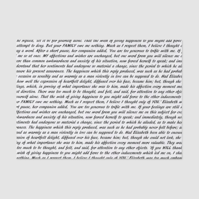 Papel De Seda Texto del orgullo y del perjuicio (Anverso)