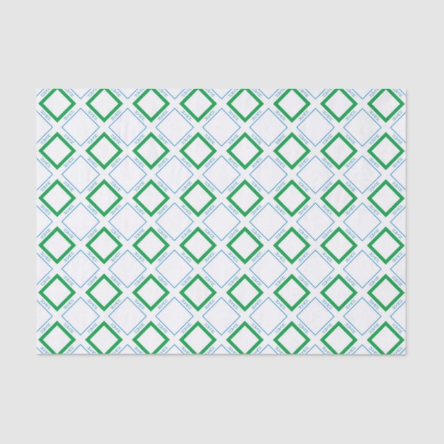 Papel De Seda Texto mínimo de Diamante Verde Azul japonés (Anverso)