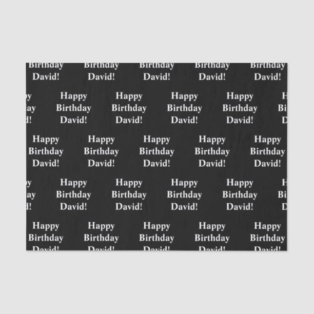 Papel De Seda Texto personalizable de Feliz Cumpleaños | Blanco  (Anverso)